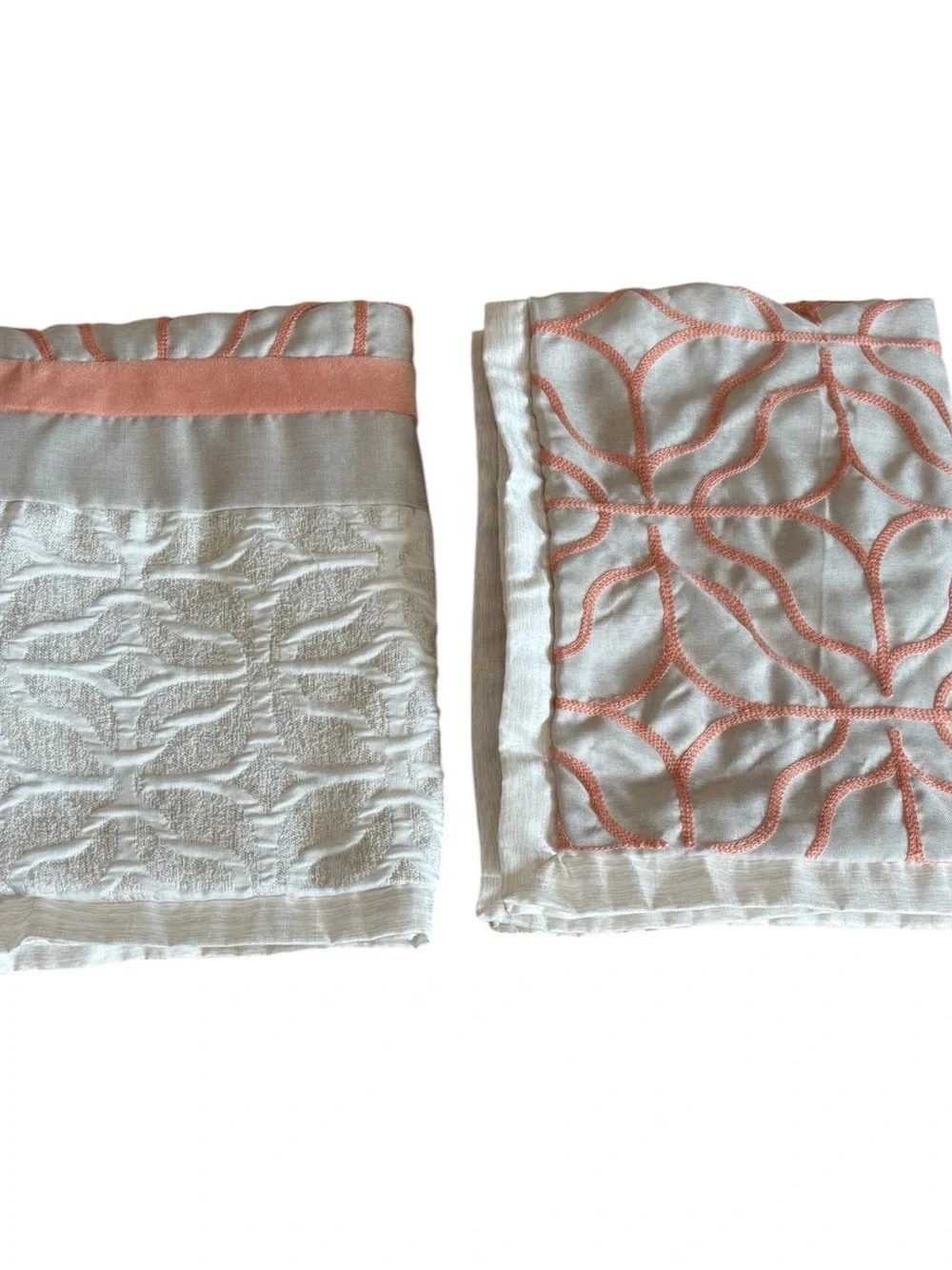 2 JC Penny Home Multi Texture Pillow Shams Standard Quilted Coral Peach Cream